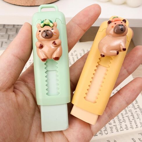 Kawaii Capybara Cartoon Eraser Cute Rubber Push-Pull Erasers Stationery Cute School Supplies (3Pcs) in Saudi Arabia