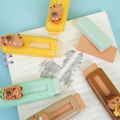 Kawaii Capybara Cartoon Eraser Cute Rubber Push-Pull Erasers Stationery Cute School Supplies (3Pcs) in Saudi Arabia