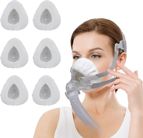 4 عبوات من بطانات قناع الوجه الكامل CPAP متوافقة مع قناع الوجه الكامل المتوسط ​​F20، أغطية وسائد مريحة وقابلة لإعادة الاستخدام تمتص زيوت الوجه والرطوبة وتحسن راحة ارتداء القناع (أبيض، متوسط) in Kuwait