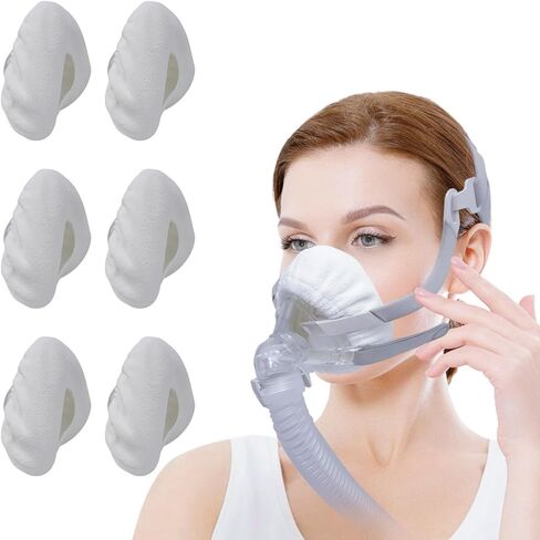 4 عبوات من بطانات قناع الوجه الكامل CPAP متوافقة مع قناع الوجه الكامل المتوسط ​​F20، أغطية وسائد مريحة وقابلة لإعادة الاستخدام تمتص زيوت الوجه والرطوبة وتحسن راحة ارتداء القناع (أبيض، متوسط) in Kuwait