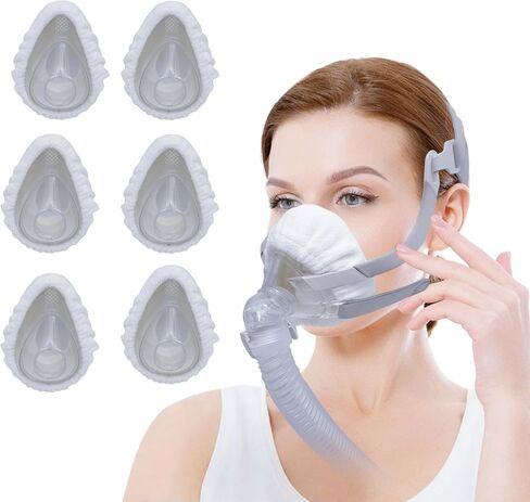 4 عبوات من بطانات قناع الوجه الكامل CPAP متوافقة مع قناع الوجه الكامل المتوسط ​​F20، أغطية وسائد مريحة وقابلة لإعادة الاستخدام تمتص زيوت الوجه والرطوبة وتحسن راحة ارتداء القناع (أبيض، متوسط) in Kuwait