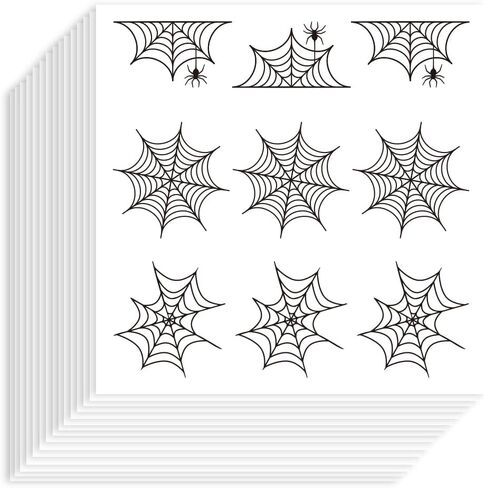 180 قطعة من ملصقات Spiderweb مقاس 1 بوصة ذاتية اللصق ملصقات ديكور ورقية مضادة للماء لعيد الهالوين، ملصقات مخططة لنسيج العنكبوت لحفلات الهالوين، سجل القصاصات، المجلات، صياغة الديكور in Saudi Arabia