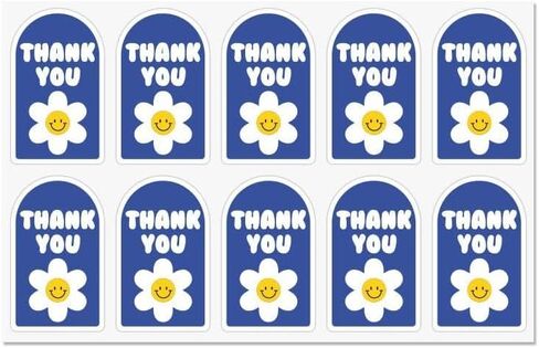 100 Pcs Retro Floral Stickers, Vintage American Style Thank You Stickers with Smiley Flower on Navy Blue, Gift Box Seals for Packaging, Journal, DIY Crafts in Saudi Arabia