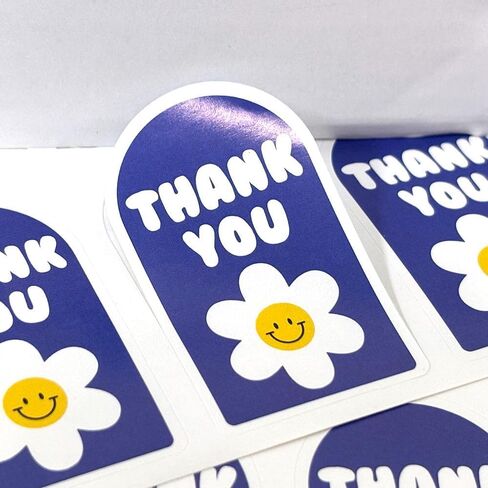 100 Pcs Retro Floral Stickers, Vintage American Style Thank You Stickers with Smiley Flower on Navy Blue, Gift Box Seals for Packaging, Journal, DIY Crafts in Saudi Arabia