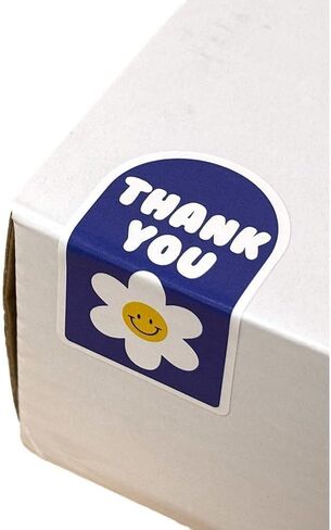 100 Pcs Retro Floral Stickers, Vintage American Style Thank You Stickers with Smiley Flower on Navy Blue, Gift Box Seals for Packaging, Journal, DIY Crafts in Saudi Arabia