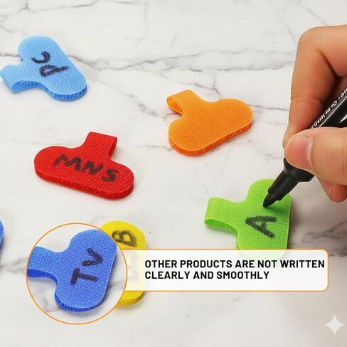 40Pcs Cord Labels, Electronics Reusable Write On Cable Tags for Charging Cords Durable Nylon with Hook and Loop Closure Home Office Cable Management (0.75"x1.5") Tags (8 Colors in Kuwait