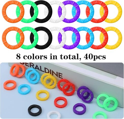 40 PCS Key Caps Covers Tags, Colorful Silicone Key Cap Tags Round Key Labels Keys Identifier Rings Toppers for Standard Flat House Keys (8 Classic Color) in Saudi Arabia