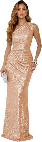 فستان حفلة موسيقية بكتف واحد من SNOWROSE للنساء 2026 بترتر سباركلي حورية البحر طويل مكشكش فساتين رسمية للحفلات المسائية in Kuwait