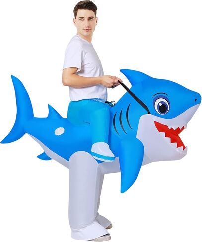 GOOSH Inflatable Shark Costumes Halloween Blow up Costume Suit for Adult Women Man Funny for Party Cosplay in Kuwait