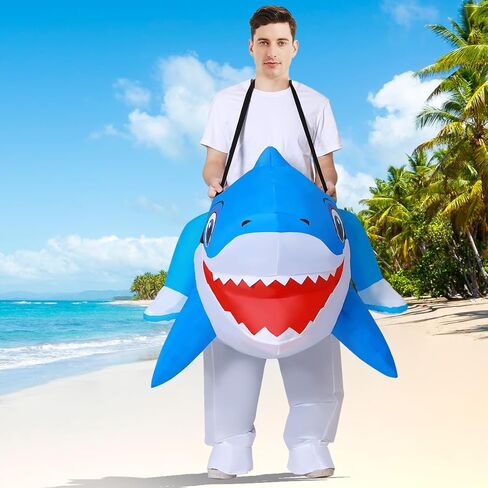 GOOSH Inflatable Shark Costumes Halloween Blow up Costume Suit for Adult Women Man Funny for Party Cosplay in Kuwait