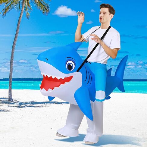 GOOSH Inflatable Shark Costumes Halloween Blow up Costume Suit for Adult Women Man Funny for Party Cosplay in Kuwait