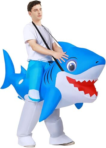GOOSH Inflatable Shark Costumes Halloween Blow up Costume Suit for Adult Women Man Funny for Party Cosplay in Kuwait
