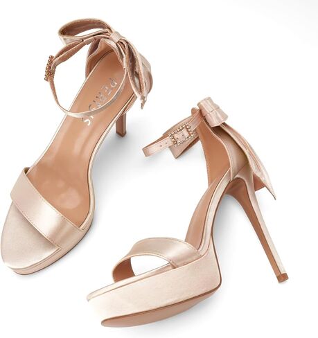 Women's Pink Platform Stiletto High Heels Heeled Sandals Round Open Toe Comfy Bow Heels in Saudi Arabia