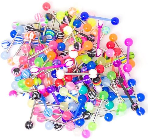 BodyJewelryOnline 20 أو 50 أو 100 من أثقال الثقب المستقيمة - 316 من الفولاذ الجراحي/Bioflex/مزيج توهج الأشعة فوق البنفسجية - مثالية للمحلات التجارية الصغيرة أو الأفراد in Saudi Arabia