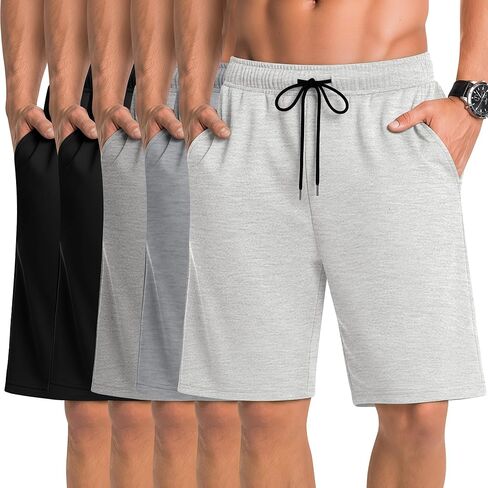 5 Pack Mens Shorts Drawstring Summer Basic Casual Elastic Waist Pants Athletic Workout Sweat Shorts with Pockets in Saudi Arabia