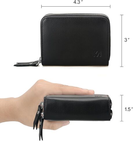 Wallet for Women,Slim RFID Blocking Credit Card Holder with ID Window,Double Zipper Compact Purses for Women with Coin Pocket in Saudi Arabia