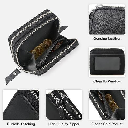 Wallet for Women,Slim RFID Blocking Credit Card Holder with ID Window,Double Zipper Compact Purses for Women with Coin Pocket in Saudi Arabia