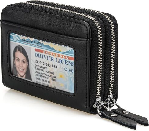 محفظة للنساء، حامل بطاقة ائتمان نحيف RFID مع نافذة لبطاقة الهوية، محفظة صغيرة بسحاب مزدوج للنساء مع جيب للعملات المعدنية in Kuwait