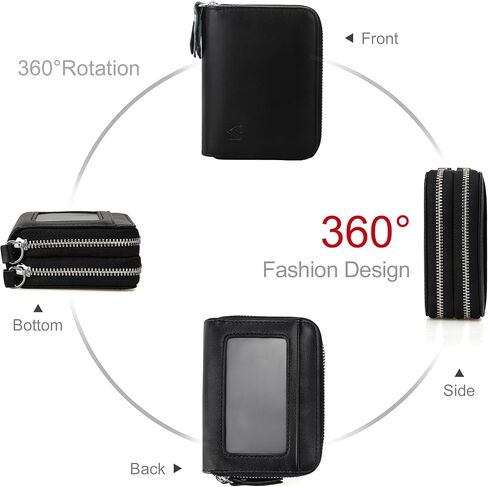 Wallet for Women,Slim RFID Blocking Credit Card Holder with ID Window,Double Zipper Compact Purses for Women with Coin Pocket in Saudi Arabia