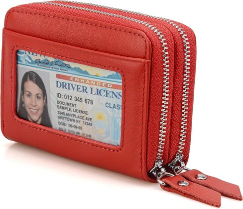 Wallet for Women,Slim RFID Blocking Credit Card Holder with ID Window,Double Zipper Compact Purses for Women with Coin Pocket in Saudi Arabia