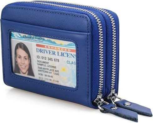 Wallet for Women,Slim RFID Blocking Credit Card Holder with ID Window,Double Zipper Compact Purses for Women with Coin Pocket in Saudi Arabia