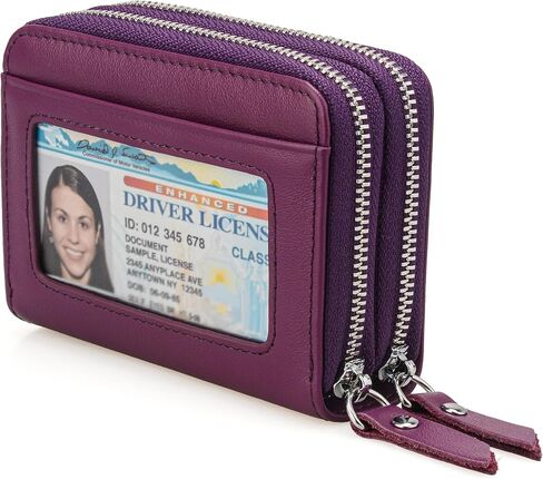 Wallet for Women,Slim RFID Blocking Credit Card Holder with ID Window,Double Zipper Compact Purses for Women with Coin Pocket in Saudi Arabia
