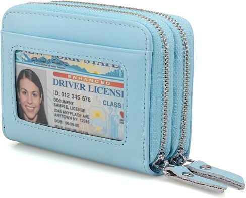 Wallet for Women,Slim RFID Blocking Credit Card Holder with ID Window,Double Zipper Compact Purses for Women with Coin Pocket in Saudi Arabia