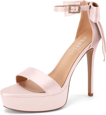 Women's Pink Platform Stiletto High Heels Heeled Sandals Round Open Toe Comfy Bow Heels in Saudi Arabia