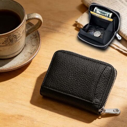 Nice Wallets for WomenZip Around Wallet for Women,Small Ladies Wallet,Small Leather Wallet Organizer with Coin Pocket, RFID Blocking Card Holder(Black) in Saudi Arabia