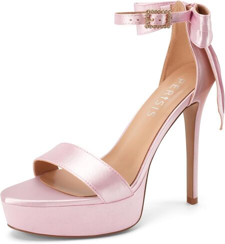 Women's Pink Platform Stiletto High Heels Heeled Sandals Round Open Toe Comfy Bow Heels in Saudi Arabia