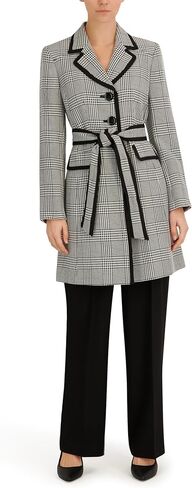 Le Suit Women's Houndstooth Plaid Framed Trench & Wide Leg Pant in Saudi Arabia
