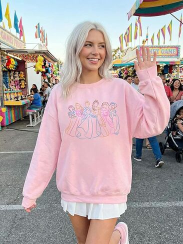 Magical Sweatshirts Women Oversized Cute Graphic Sweatshirts Family Vacation Casual Long Sleeve Pullover Tops in Saudi Arabia