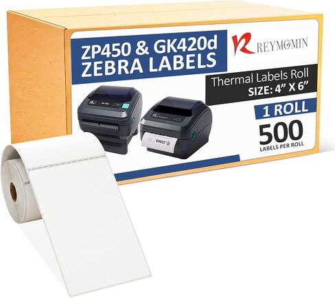 ملصقات شحن حرارية مقاس 4 × 6 بوصات - 500 ملصق لكل لفة - متوافقة مباشرة مع طابعات ملصقات Zebra GK420d وD450BT وZP450 in Kuwait
