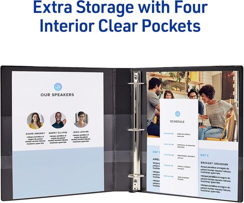 Avery Heavy-Duty View 3 Ring Binder, 1 Inch One Touch Slant Rings, 250-Sheet Capacity, DuraHinge, 1.4 Inch Wide Spine, Customizable Clear Cover and Spine, 1 White Binder (79799) in Saudi Arabia