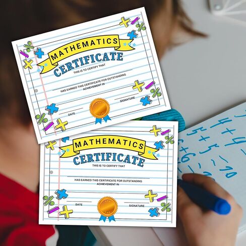 Math Certificate of Outstanding Achievement 50pk 8.5x11" Mathematics End of Year Award Elementary Facts Graduation Completion Ribbon for Teachers in Saudi Arabia