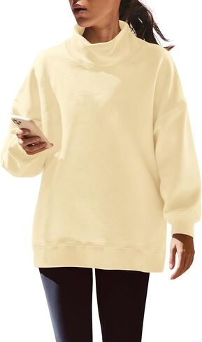 Yanekop Womens Mock Turtleneck Sweatshirt Oversized Turtle Necks Tops Casual Long Sleeve Pullover Sweatshirts Outfits in Saudi Arabia
