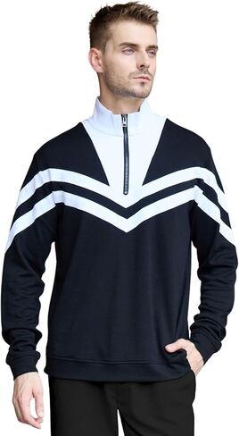 بلوفر صوف ميرينو بسحاب ربع للرجال للجولف، سويت شيرت بسحاب للرجال بدون غطاء للرأس، طبقة أساسية للطقس البارد in Kuwait