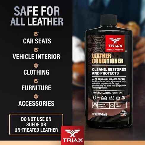 Triax Leather Conditioner Cleans, Restores, and Protects Vehicles, Clothing, and Furniture (12 Ounce) in Saudi Arabia