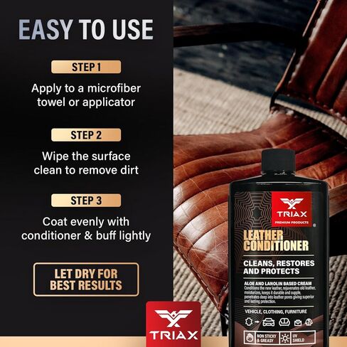 Triax Leather Conditioner Cleans, Restores, and Protects Vehicles, Clothing, and Furniture (12 Ounce) in Saudi Arabia