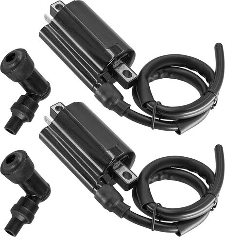 Caltric 2x Ignition Coil with Spark Plug Boot Cap Compatible with Kawasaki KAF620 Mule 3010 4x4 2007 2008 in Saudi Arabia