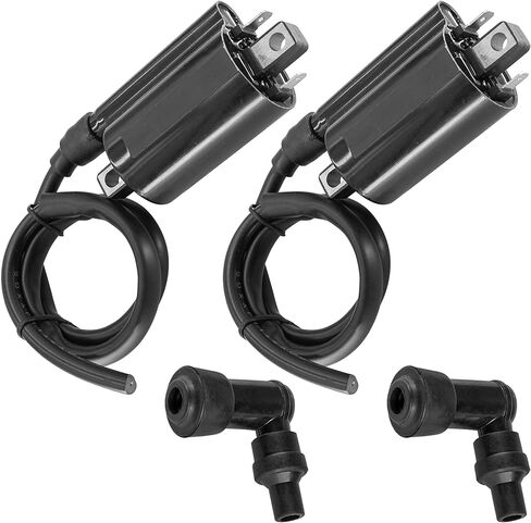 Caltric 2x Ignition Coil with Spark Plug Boot Cap Compatible with Kawasaki KAF620 Mule 3010 4x4 2007 2008 in Saudi Arabia