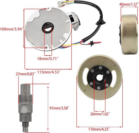 PowerMotor 2 لفائف الإشعال Magneto الجزء الثابت من اللوحة مع دولاب الموازنة واستبدال مجتذب دولاب الموازنة لـ 90cc 110cc 125cc 140cc Taotao Kazuma SSR Baja الصينية الترابية حفرة الدراجة ATV رباعية 4 عجلات in Saudi Arabia