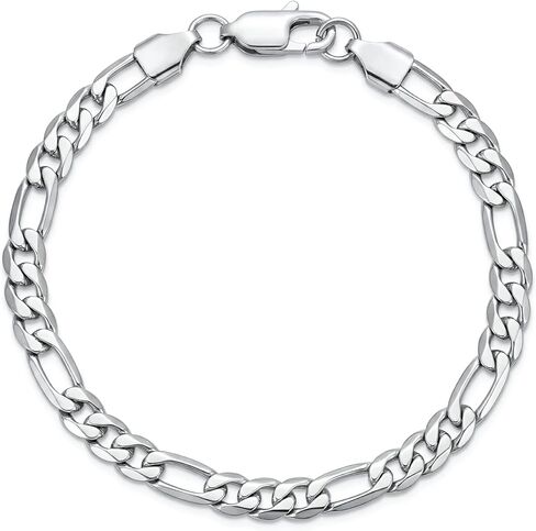 سوار سلسلة فيجارو من الفولاذ المقاوم للصدأ، سوار سلسلة فيجارو مقطوع بالألماس الإيطالي للنساء والرجال (6.5،7، 7.5، 8 بوصات) in Kuwait