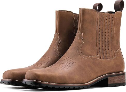 JASONSTAR Cowboy Boots for Men Embroidery Men's Western Boots Retro Square Toe Mens Boot Botas Vaqueras Para Hombre in Saudi Arabia