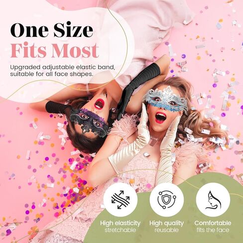 Women’s Masquerade Mask & Long Satin Opera Gloves Set – Elegant Rhinestone Costume Accessories for Adults – Elbow-Length Gloves for Masquerade Balls Mardi Gras Christmas & New Year Parties in Kuwait