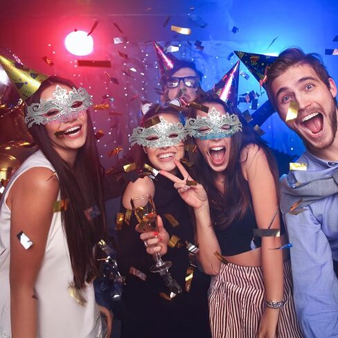 Women’s Masquerade Mask & Long Satin Opera Gloves Set – Elegant Rhinestone Costume Accessories for Adults – Elbow-Length Gloves for Masquerade Balls Mardi Gras Christmas & New Year Parties in Kuwait