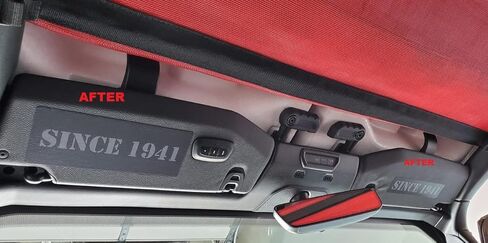 ملصق تحذير واقي الشمس من ZIC Motorsports منذ عام 1941" يناسب انقطاع التيار الكهربائي 2018-2023 Jeep Wrangler JL (بدون Homelink) in Kuwait