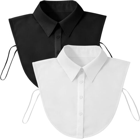 2 قطعة طوق كاذبة للنساء قمصان قابلة للفصل طوق ديكي للنساء أسود أبيض الياقات نصف قميص بلوزة in Kuwait