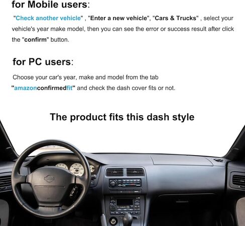 Dash Cover Mat Custom Fit for Nissan 240SX Silvia S14, Dashboard Pad Carpet Protector (Black) K191 in Saudi Arabia
