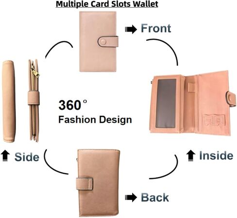 Wallet Women Rfid Blocking With Passport And Credit Cards Holder Purse For Minimalist Soft Leather Cash Zipper Monederos (pink) in Saudi Arabia